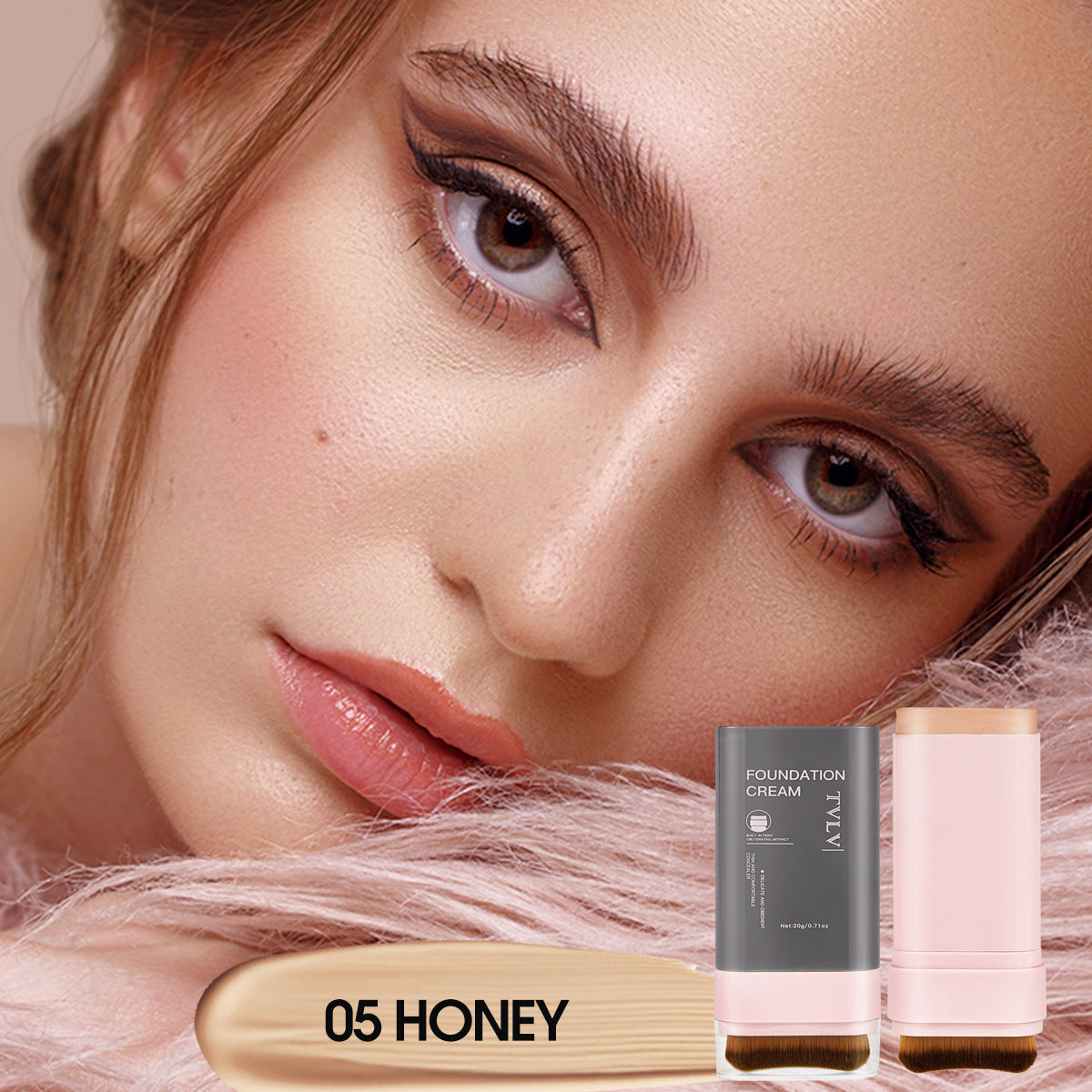 Concealer Foundation Stick with Brush Head Waterproof Natural Makeup