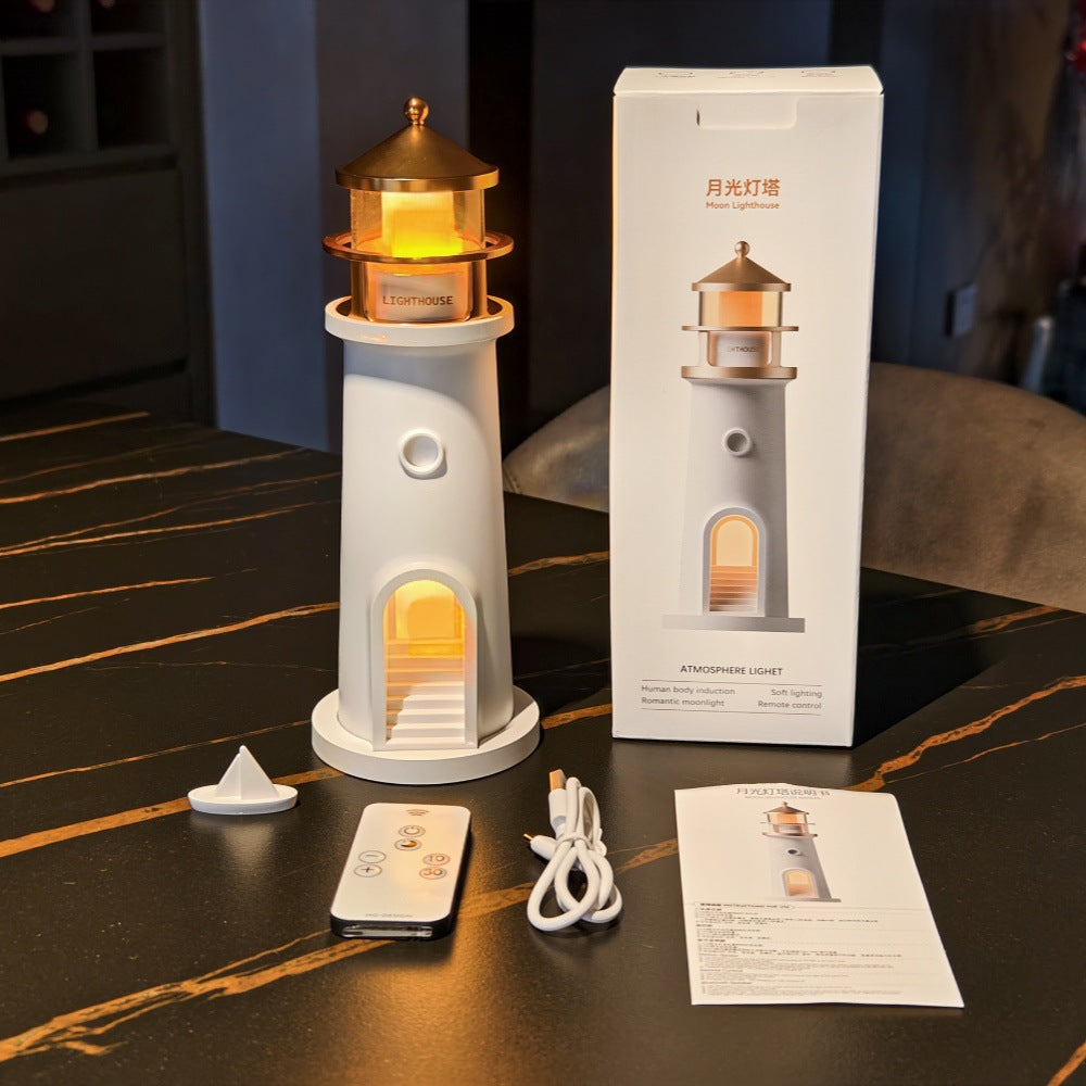 Lighthouse Shape Moonlight Night Light with Bluetooth Speaker