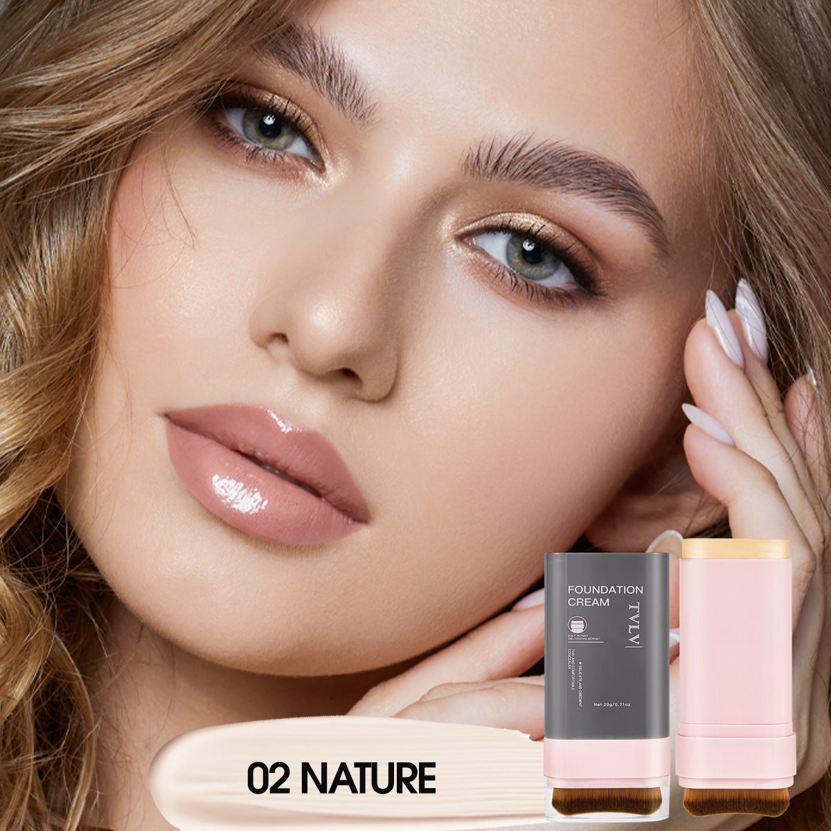 Concealer Foundation Stick with Brush Head Waterproof Natural Makeup