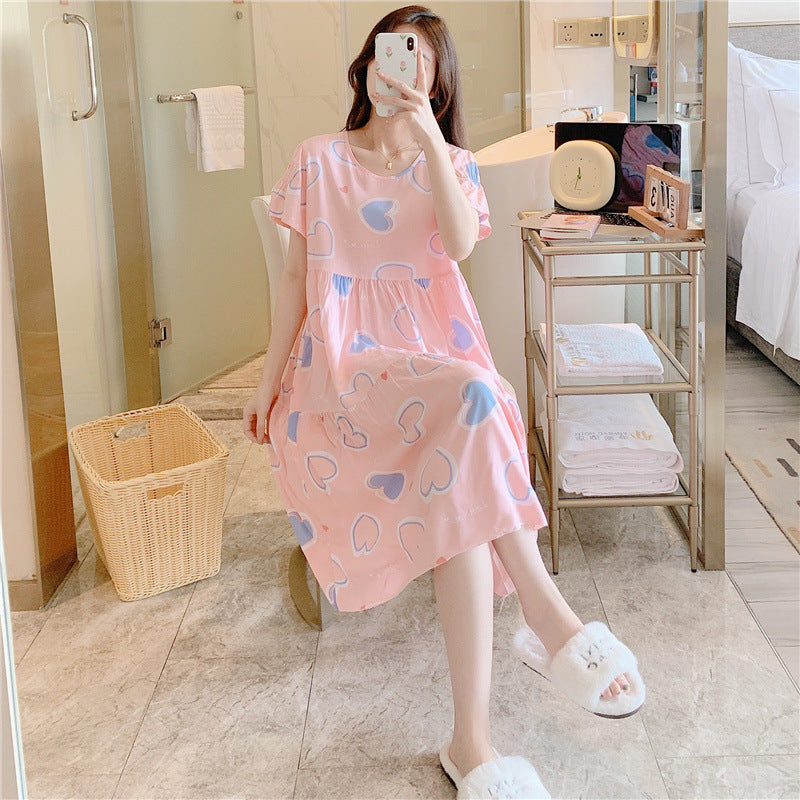 Women's summer nightdress with short sleeves