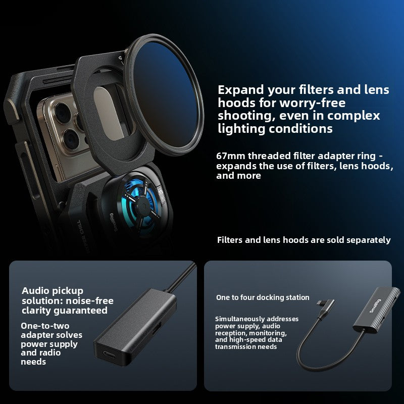 Professional Smartphone Video Cage Kit with Cooling and Handles
