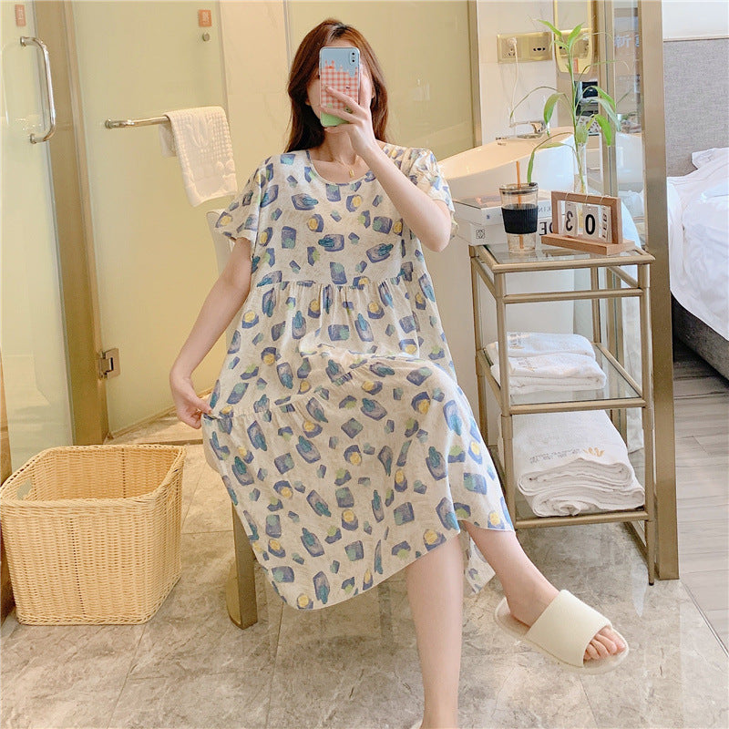 Women's summer nightdress with short sleeves