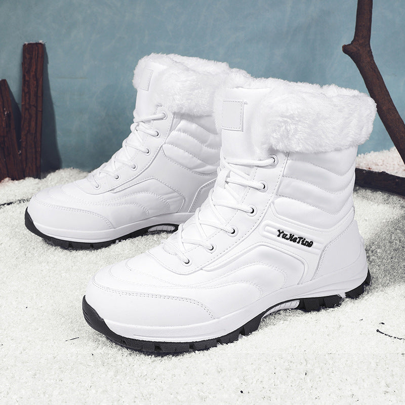 Thick-fabric insulated snow boots