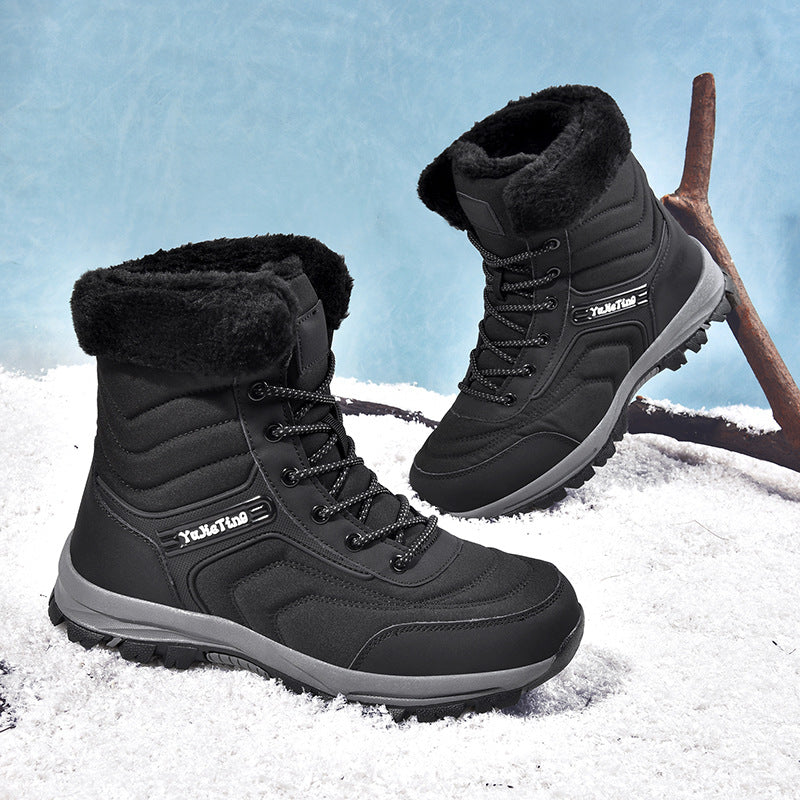 Thick-fabric insulated snow boots